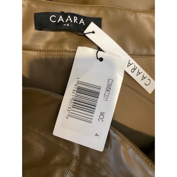 Caara Faux Leather Midi Skirt Full Circle A Line Chocolate Brown Size 4 NWT - Picture 5 of 7